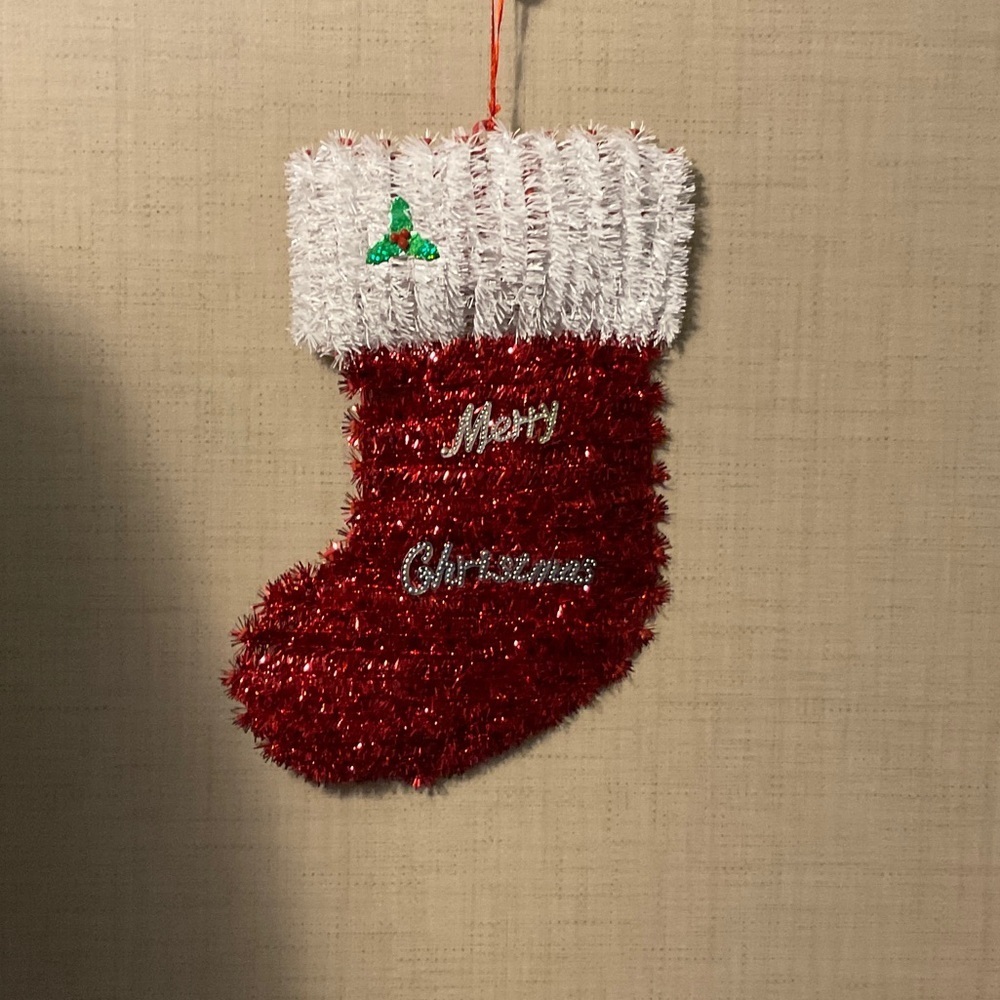 Sparkling Red and White Christmas Stocking